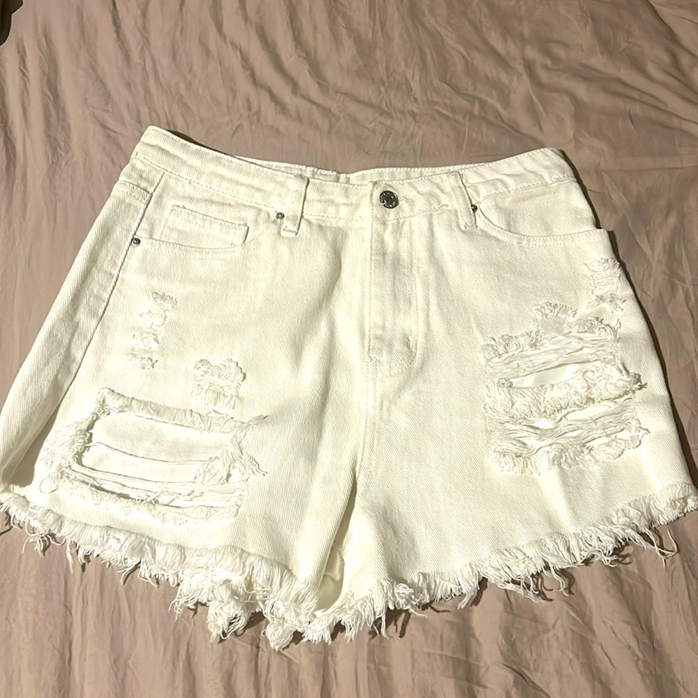 SHEIN medium destructed white denim NWOT